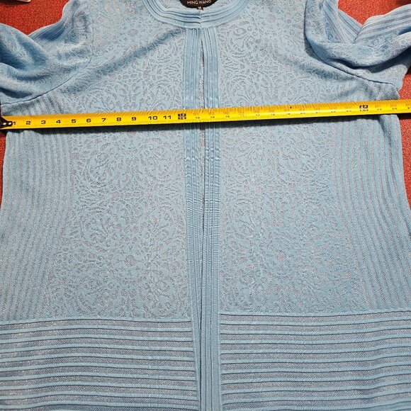 Ming Wang Sky Blue Burnout Jacket & Shell Set 2X/1X 3/4 Sleeve One Hook Luxury - Picture 13 of 15